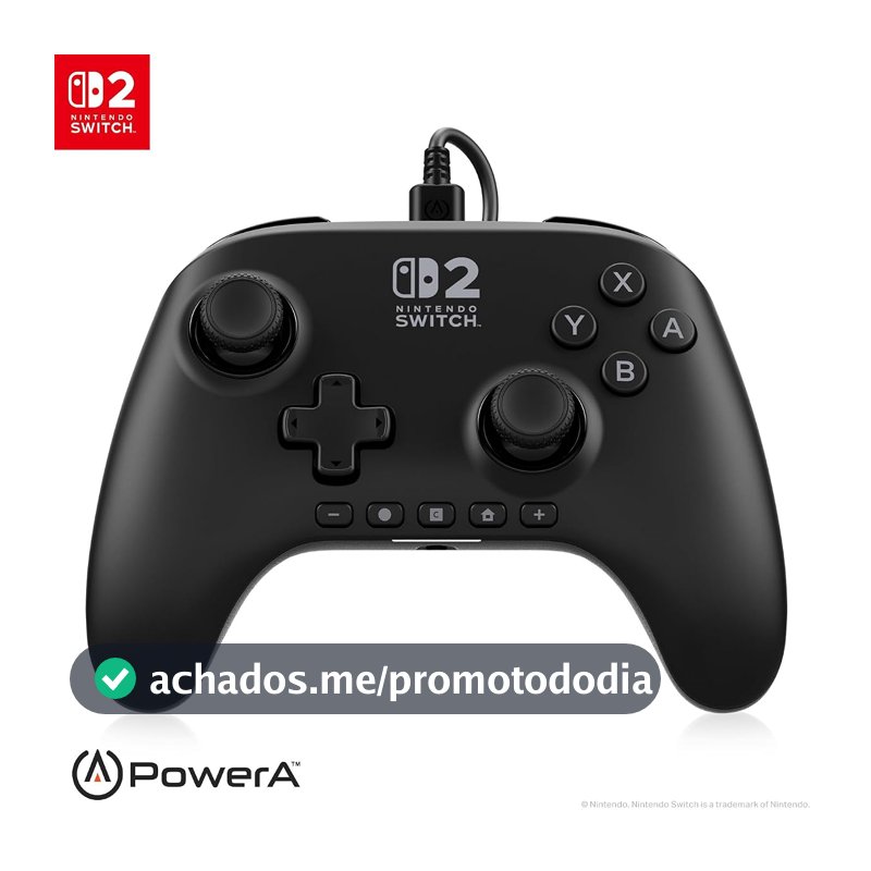 PowerA Controle Advantage com Fio para Nintendo Switch 2 - Preto, Licenciado, Efeitos Hall, Botões Mapeáveis, Pro Controller, Botão-C, Controles de Áudio