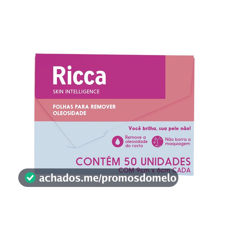 Ricca, Lenços Absorventes de Oleosidade para o Rosto, 50 unidades