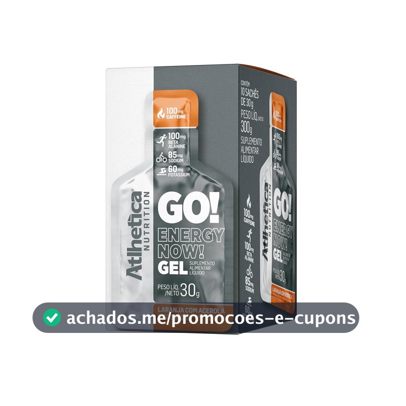 Atlhetica Nutrition GO! Energy Now Gel (10 Sachês de 30g) - Sabor Laranja com Acerola