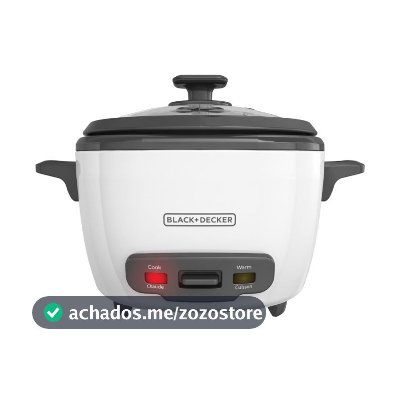 BLACK+DECKER Panela de arroz para 16 xícaras, RC516, 8 xícaras de arroz cru, cesta fumegante, tigela antiaderente removível, um toque