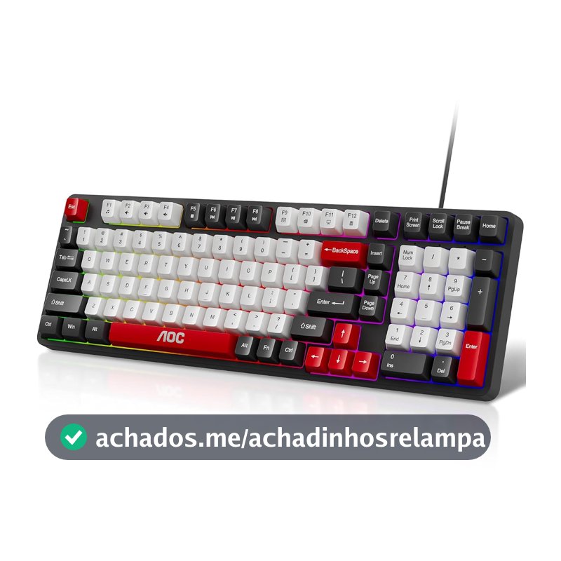 AOC GK116 Teclado com fio, Teclado Membrana Gamer RGB, Compatível com PC e Notebook, Jogo E Escritório