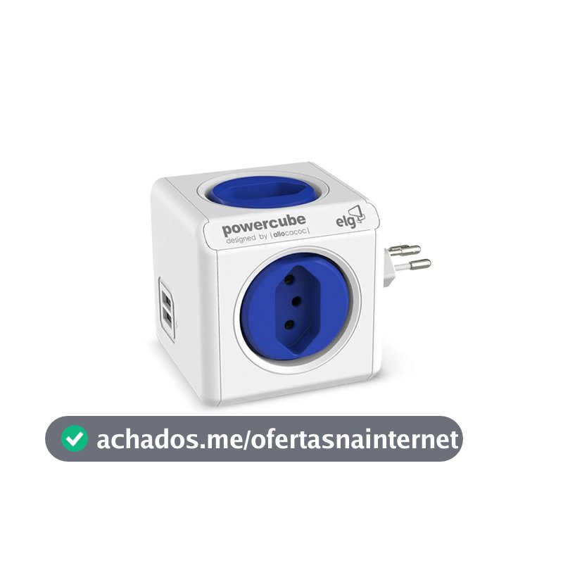 ELG, PWC-R4U, PowerCube USB, Filtro de Linha, Multiplicador 4 Tomadas Bivolt com 2 Portas USB 2.4A, Disjuntor Integrado de 10A, Branco e Azul