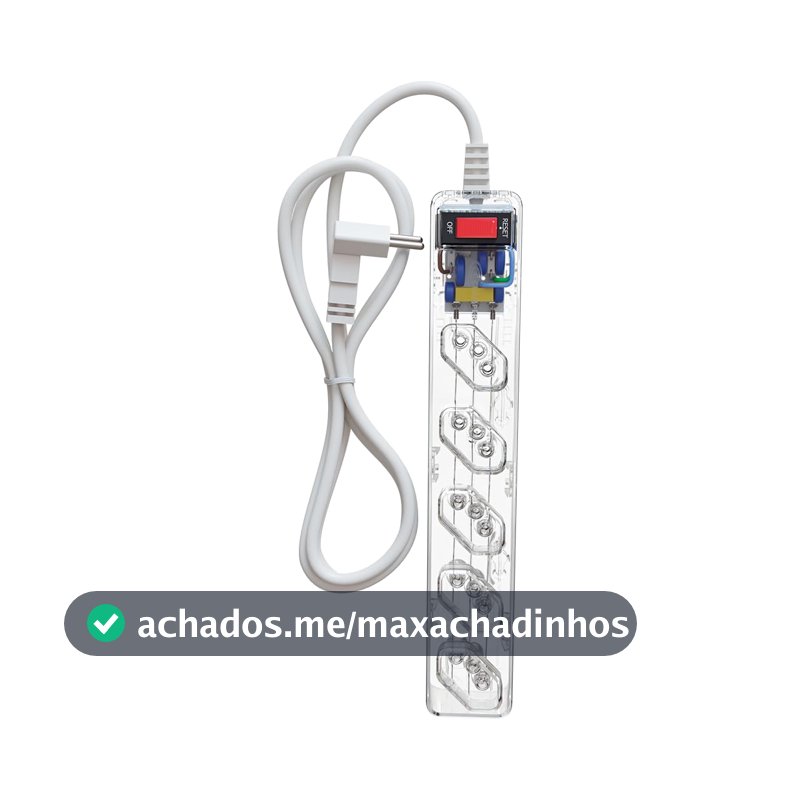 Filtro de Linha CLAMPER iCLAMPER Energia 5, 5 Tomadas, Proteção Contra Surtos Elétricos, 10A, Bivolt, Cabo 1m, Transparente