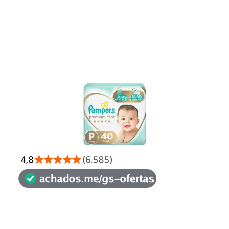 Fralda Pampers Premium Care Tamanho P 40 Unidades