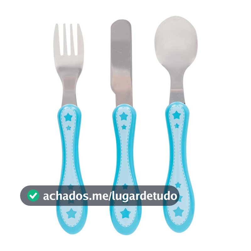 Kit de Talheres BUBA Estrelinha, Azul, Tamanho Único, 3 Peças