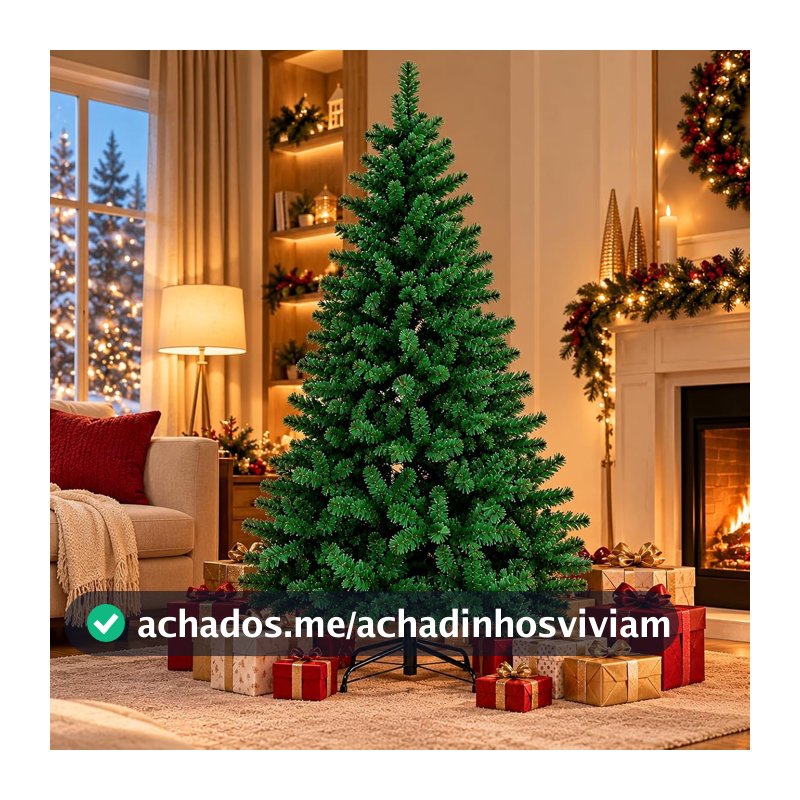Árvore de Natal 1,80m com 600 Galhos, Cheia Pinheiro Verde e Base de Ferro Super Premium Realista Chave inclusa, Estrutura Robusta com Base Reforçada - Decoração, Fim de Ano