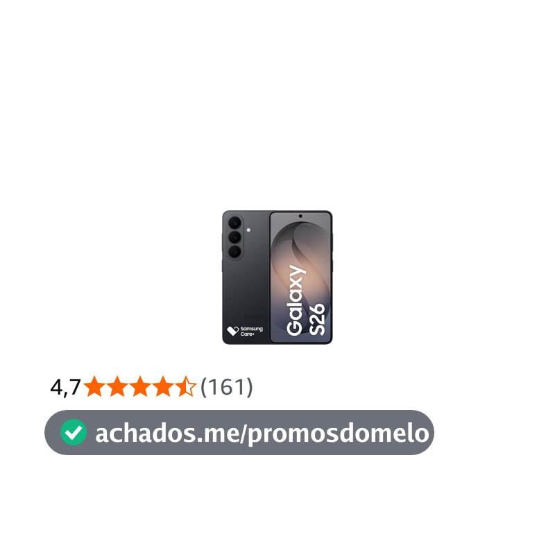 Celular Samsung Galaxy S26 5G, 256GB, 12GB RAM, Câmera Tripla de 50+12+10, Tela Grande de 6.3" - Preto