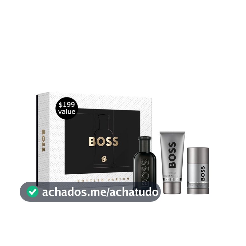 Kit Perfume Masculino Hugo Boss Bottled Parfum, Amadeirado Âmbar, 3 Itens