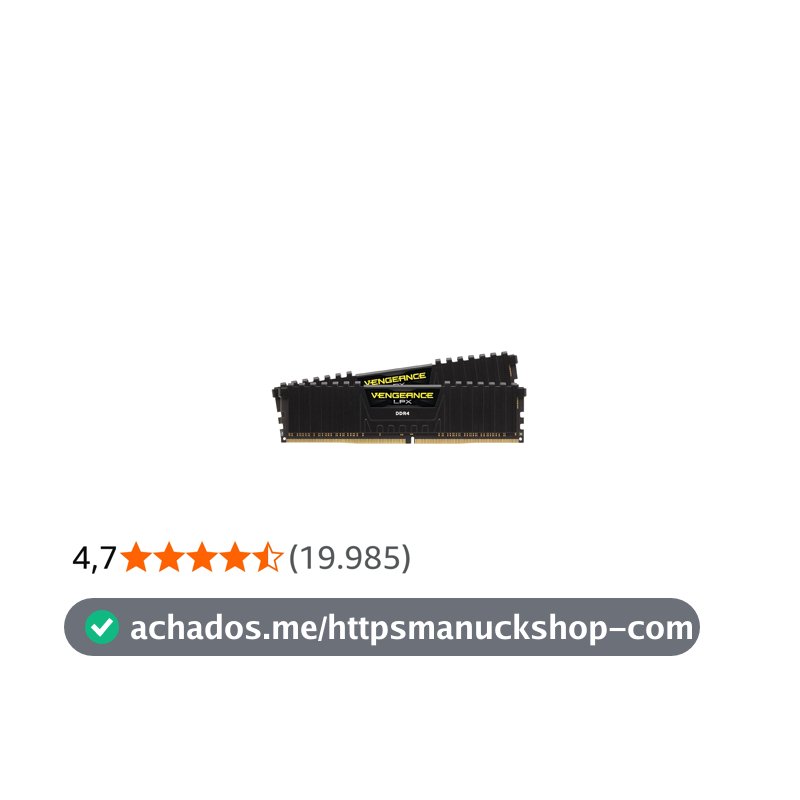 CORSAIR Vengeance LPX DDR4 RAM 32GB (2x16GB) 3200MHz CL16-20-20-38 1,35V Intel AMD Desktop Computer Memory - Preto (CMK32GX4M2E3200C16)