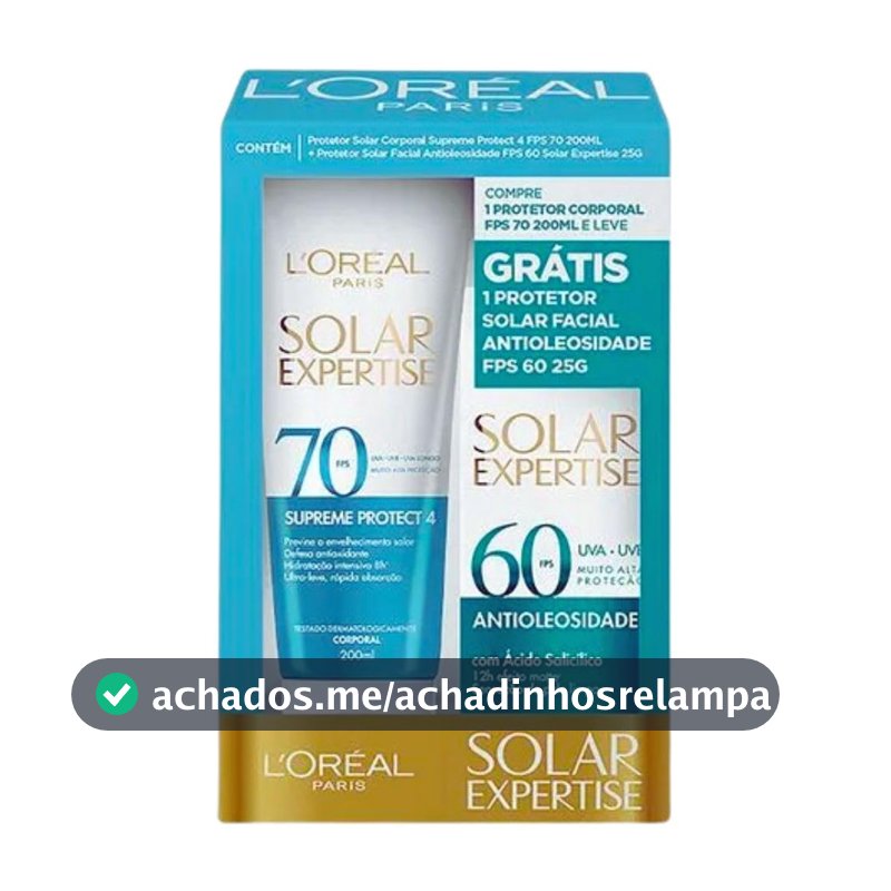 L'Oréal Paris Solar Expertise Kit Protetor Solar FPS 70 + FPS 60, 200ml+25g