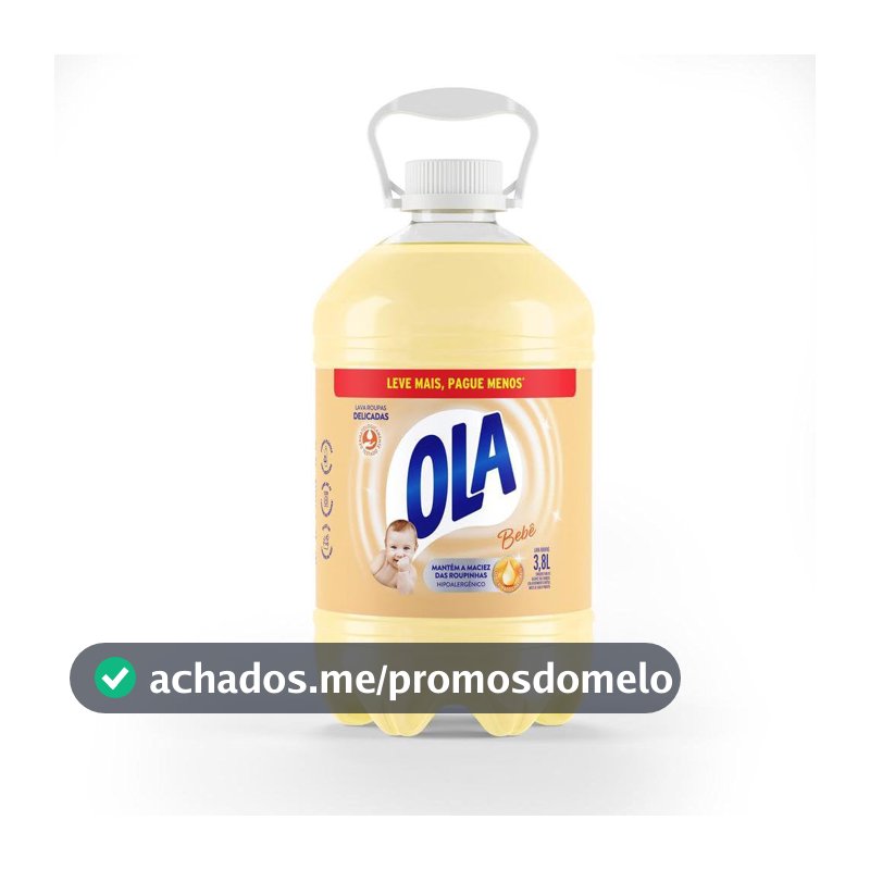 Ola Bebê Sabão Líquido para Roupas Finas e Delicadas, 3,8L