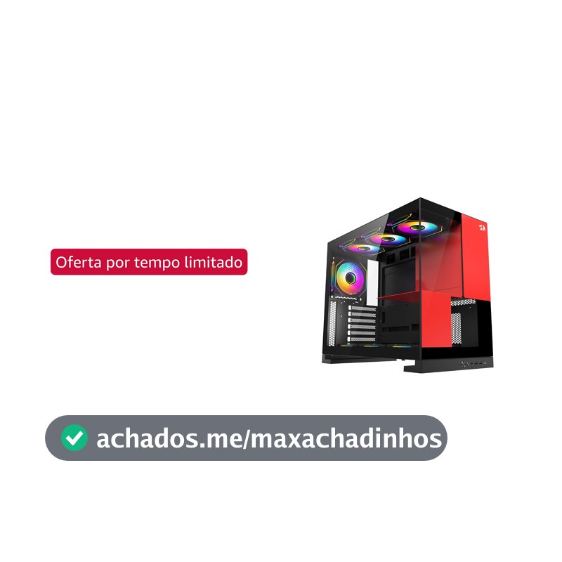 Gabinete Gamer Redragon Eternal Preto e Vermelho Sem Fans CA-612BR