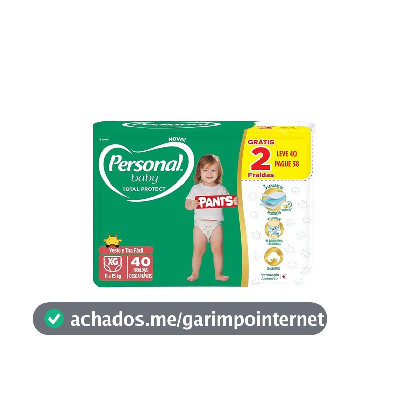 Personal Fralda Baby Total Protect Pants Extra G, 40 Unidades