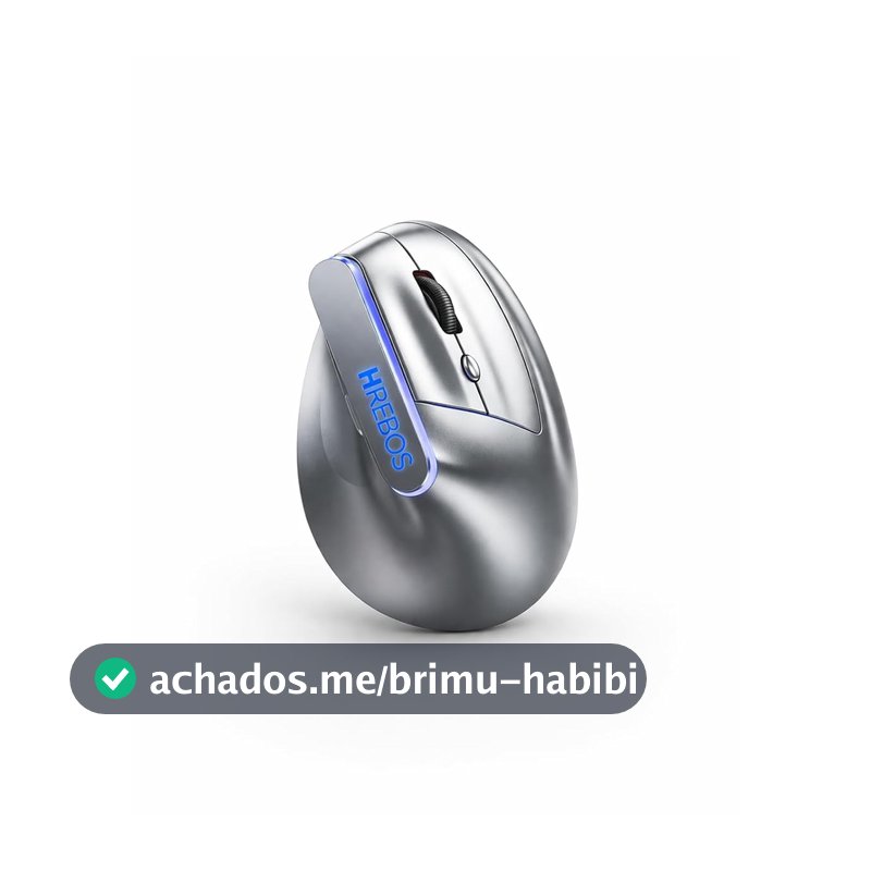 Mouse Vertical Ergonômico Sem Fio 1600 DPI Bluetooth 2.4G, Recarregável, Design Confortável, Anti Dor, 6 Botões, Ajuste DPI, USB, Wireless, Computador, Notebook, PC