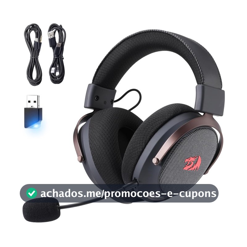 Headset Gamer Redragon Arrow Preto 7.1 Surround Virtual USB Tipo-C Microfone Removível Drivers 53mm H858