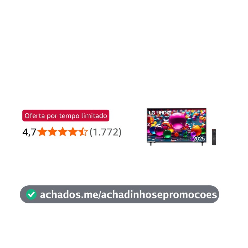 Smart TV 4K 50" LG UHD 50UA85 Processador α7 AI Ger8 4K Super Upscaling Google Cast Alexa Integrado Controle AI Smart Magic WebOS 25
