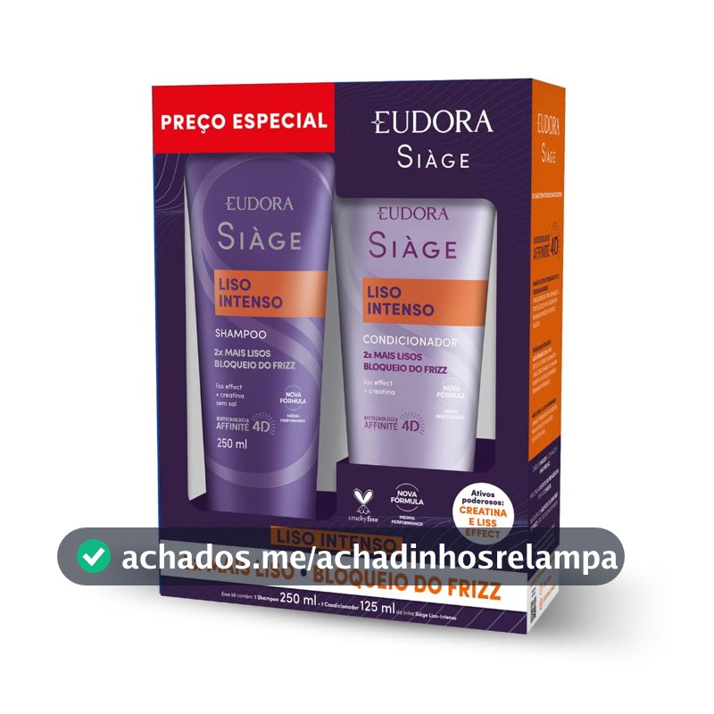 Eudora Siàge Promopack Liso Intenso Shampoo 250ml + Condicionador 125ml