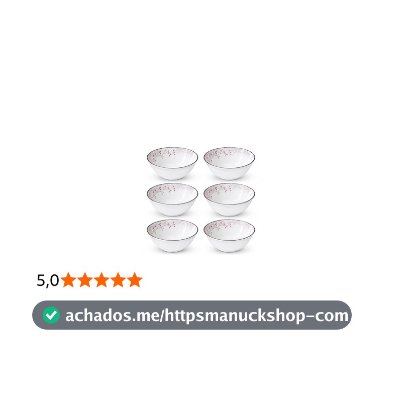Jogo 6 Tigelas Bowls 18cm Floralis Tramontina Porcelana Premium Decorada 665ml
