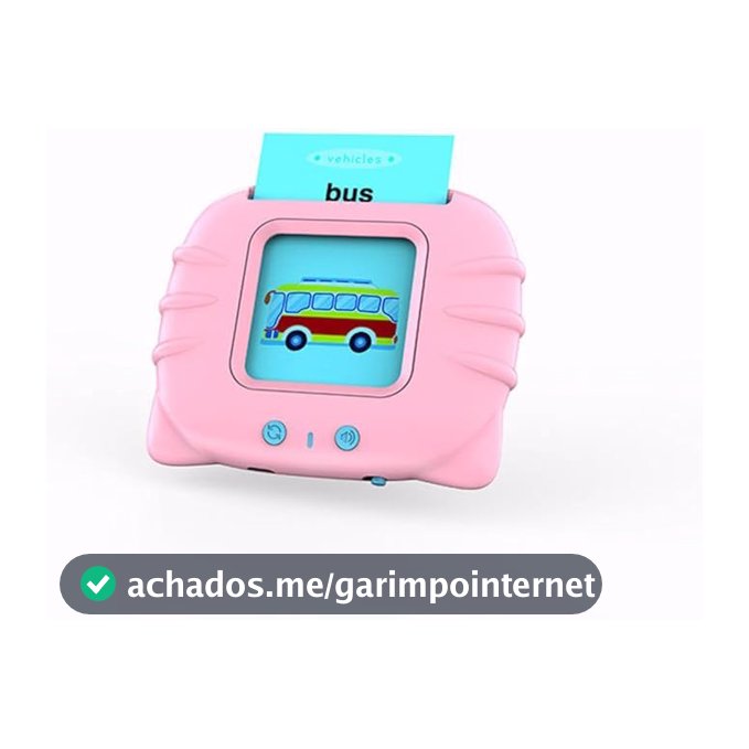 Brinquedo Educativo Montessori Leitor de Cartões Flash Cards Bilíngue Português Inglês 112 Cartas 224 Palavras Alfabetização Infantil Tablet Sonoro Interativo Recarregável Estimula Fala - ROSA (ROSA)