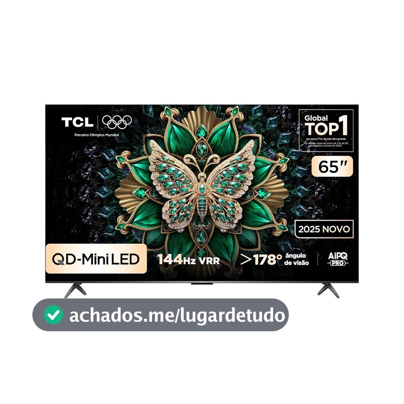 Smart TV TCL 65 Polegadas QD-Mini LED 4K C6K WiFi Bluetooth Google TV 4 HDMI 144Hz HDR10+ 65C6K