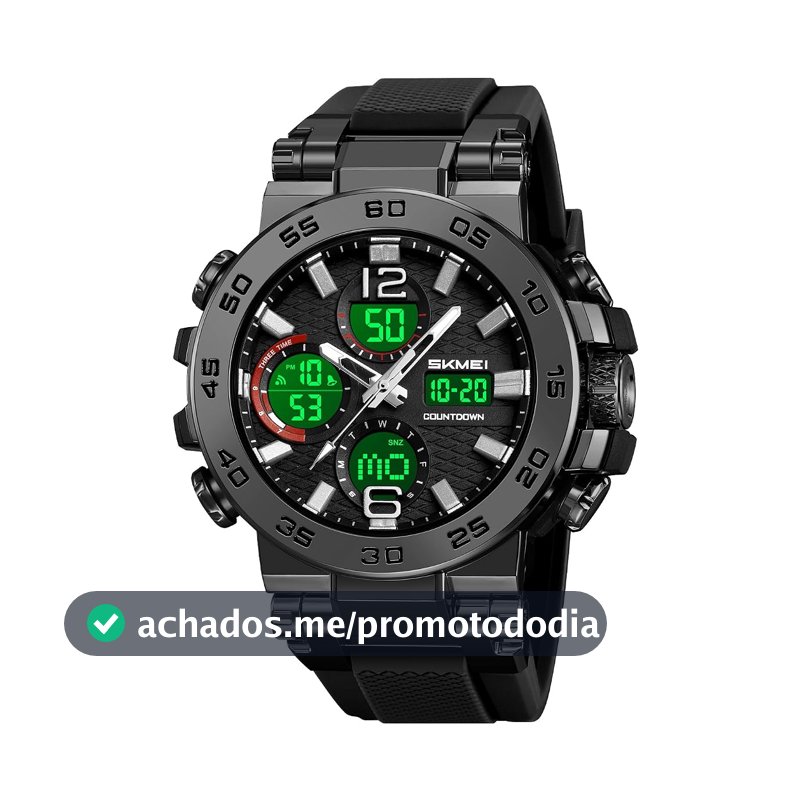 Relógios Digitais Militares Masculinos Quartzo Esportivo À Prova D'água Relógios de Mostrador Grande com Alarme Fuso Horário Duplo Visor Luminoso