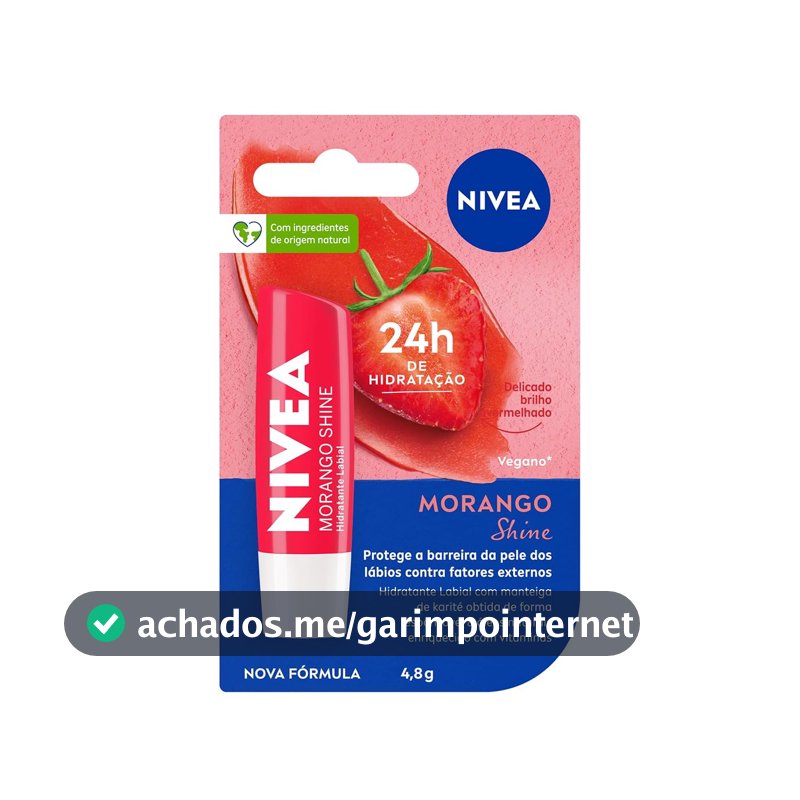 Hidratante Labial NIVEA Morango Shine, 4,8g