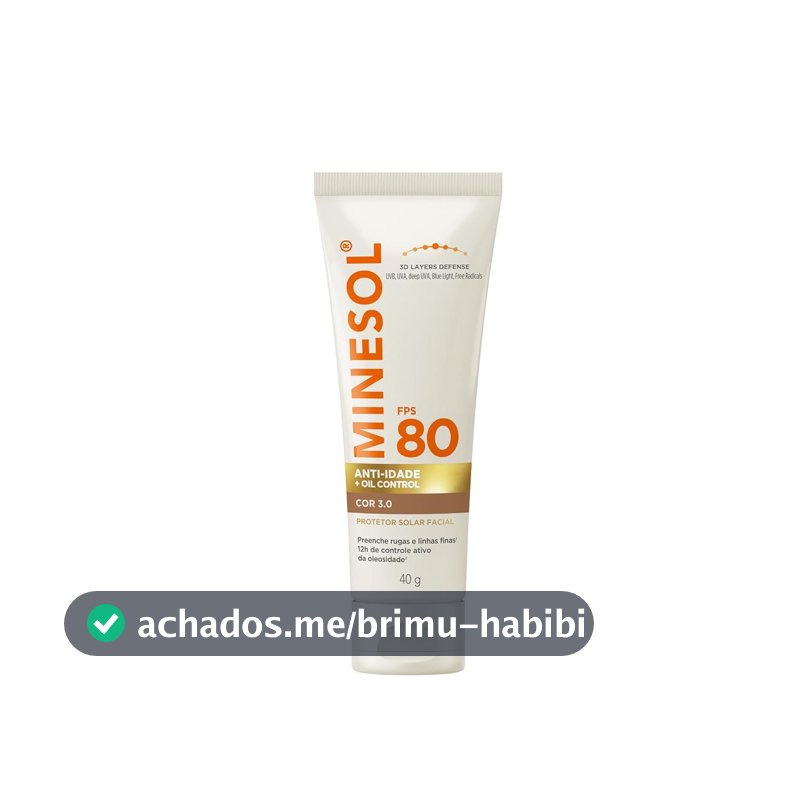 Protetor Solar Facial MINESOL® Anti-idade + Oil Control FPS 80 Cor 3.0, 40g