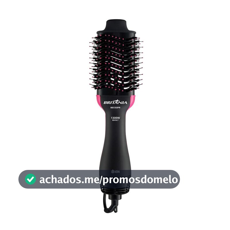 Britânia Escova Secadora BEC02PR Bivolt 4 em 1 1300W Plástico Rosa/Preto