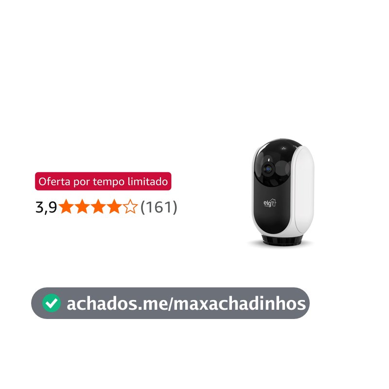 ELG, SHCR600, Câmera Robô 360° Full HD 1080P Inteligente, Conexão WI-FI 2.4GHz, Compatível com Alexa, Áudio Bidirecional, Zoom Digital 6x, Branco