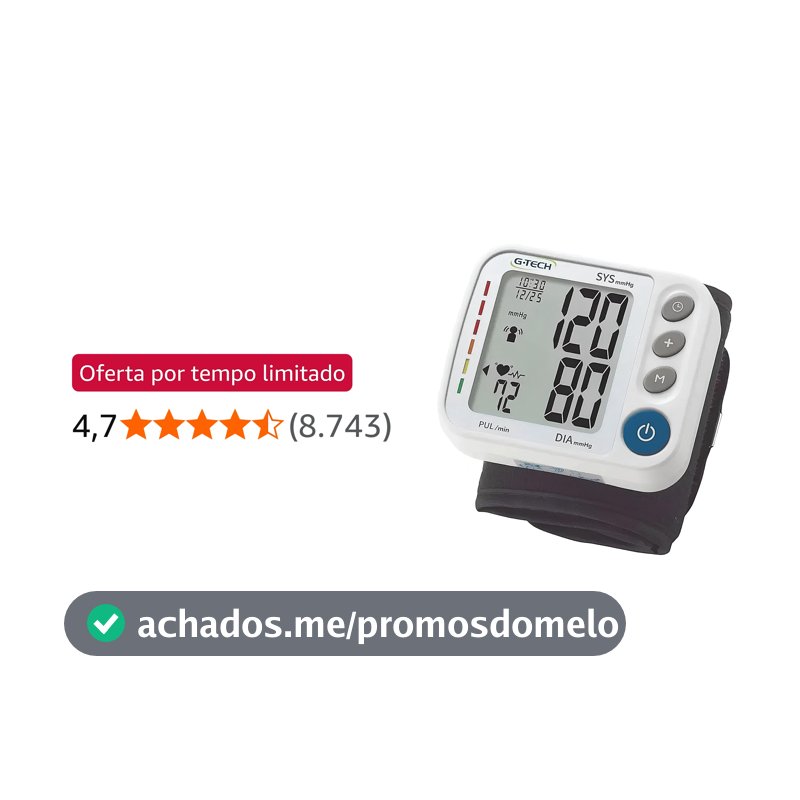 G-Tech Aparelho de Pressão Digital Automático de Pulso GP400, Cor Branca