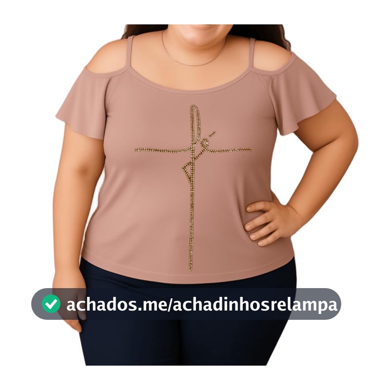 Blusa Cigana Plus size G6 ao G8 Viscolycra com aplicação em pedras Fé