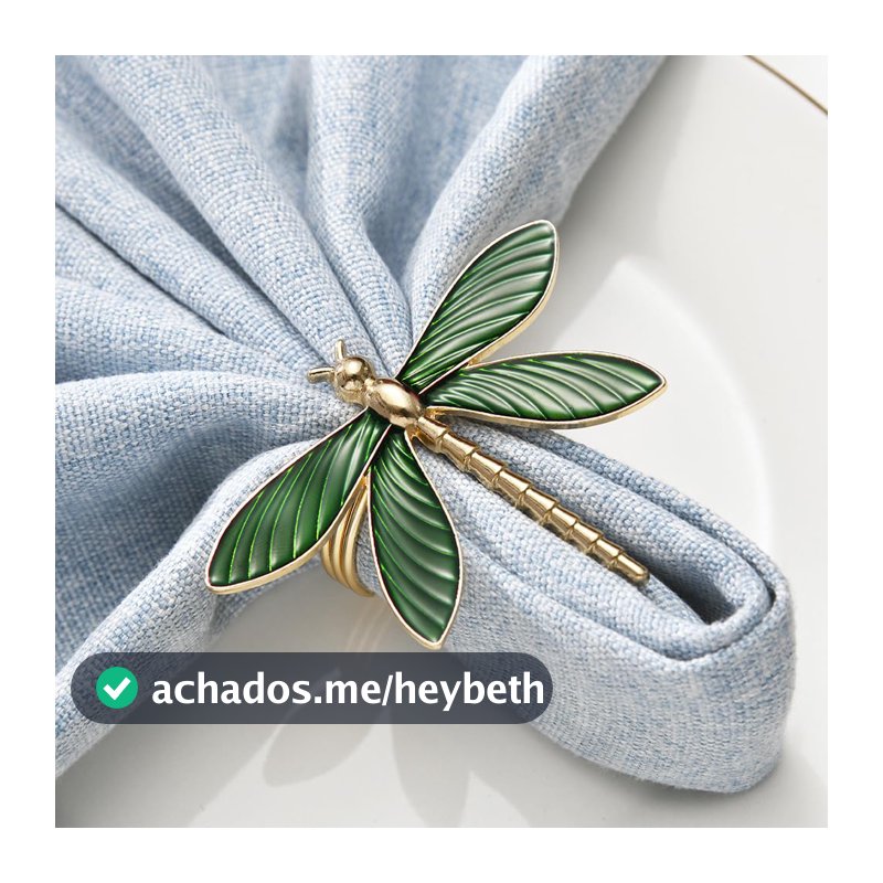 Conjunto de 2 anéis de guardanapo verde-escuro com gota de óleo, libélula, porta-guardanapos de metal para Dia de Ação de Graças, Natal, Halloween, casamento, aniversário, jantar, jantar, mesa, anéis