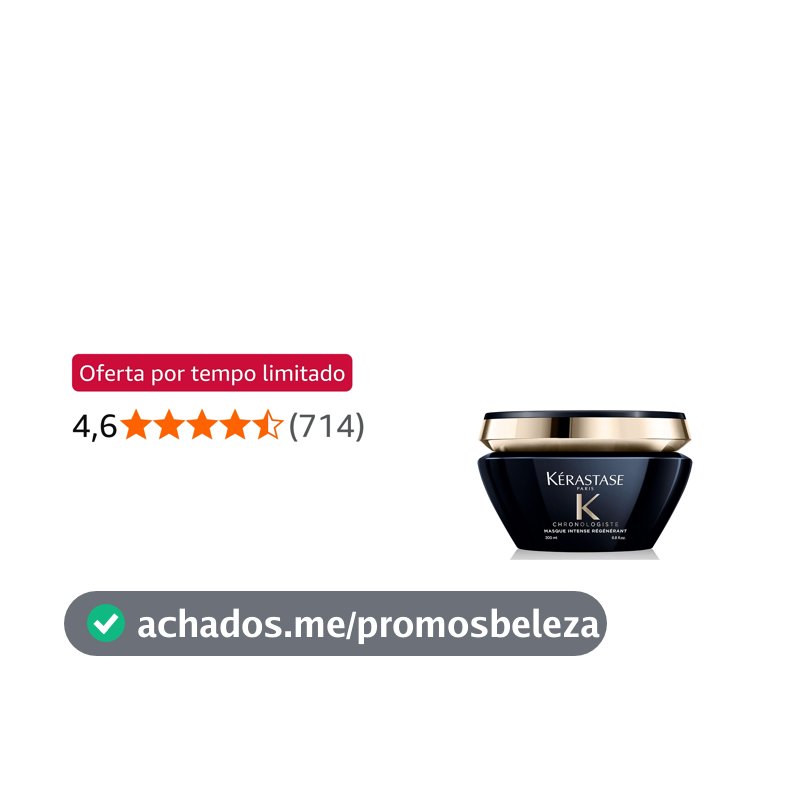 Kérastase Chronologiste Masque Intense Régénérant, Para Todos os Tipos de Cabelo, Regeneração e Hidratação Profunda, com Ácido Hialurônico e Vitamina E, 200ml