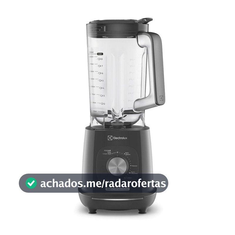 Liquidificador Electrolux 1500W 3,2L Pulsar 3 em 1 15receitas pre-programadas Efficient com TriForce 15 Velocidades Cinza EBL1500 127V
