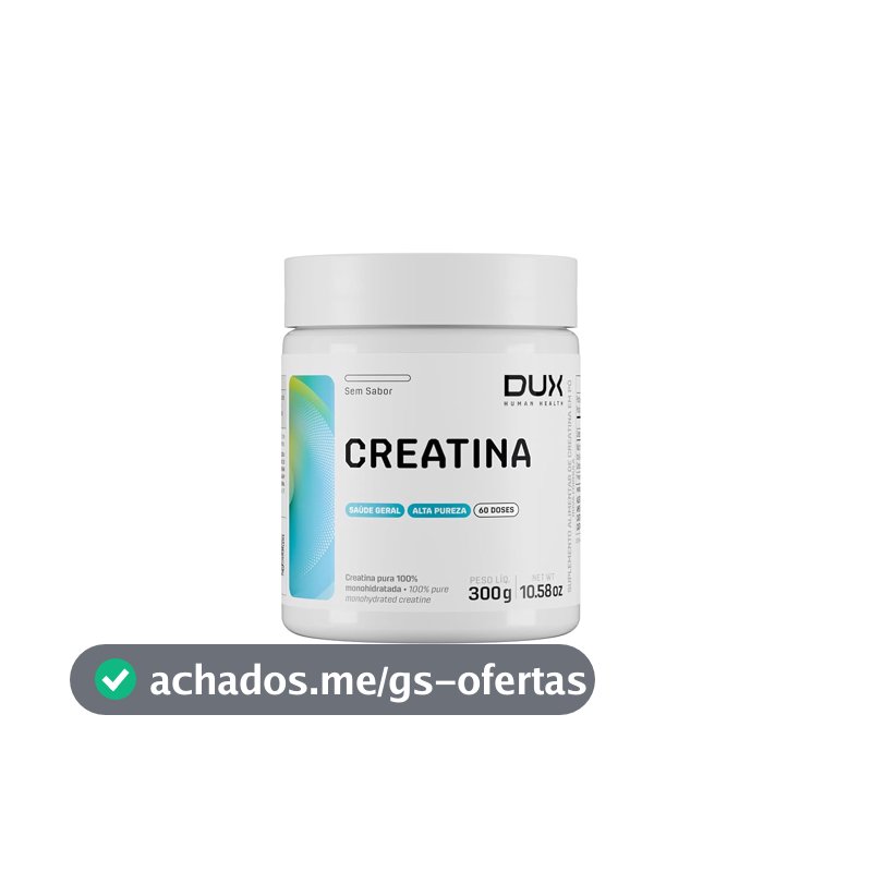 Creatina Monohidratada Sem Sabor - Pote 300g - Suplementação Treino Academia, Ganho Muscular Hipertrofia, Força Energia Resistência, Suplementos Naturais - DUX HUMAN HEALTH