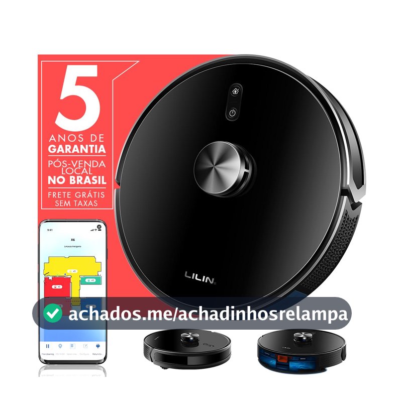 LILIN Robô Aspirador e Esfregão X6 LIDAR 6500Pa 3 em 1 Bivolt Do Brasil