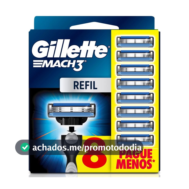 Gillette Mach3, Carga para Aparelho de Barbear com 3 Lâminas 8 Unidades
