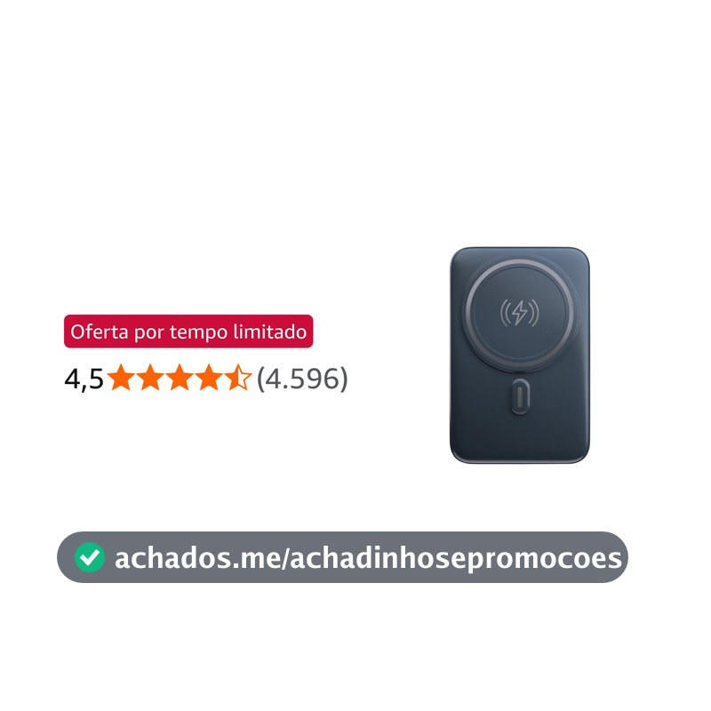 Geonav Power Bank, Carregador Portátil Universal por Indução 10.000mAh, Carregamento rápido, Suporte Dobrável, Compatível com MagSafe®, PB10MAGSG, Cinza