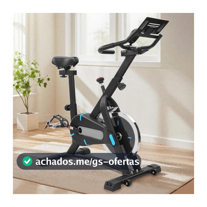 Bicicleta Ergométrica Spinning para Casa, Silenciosa, Roda de Inércia de 5kg, Ajuste de Resistência, Monitor Digital, Suporte para Celular, até 120kg