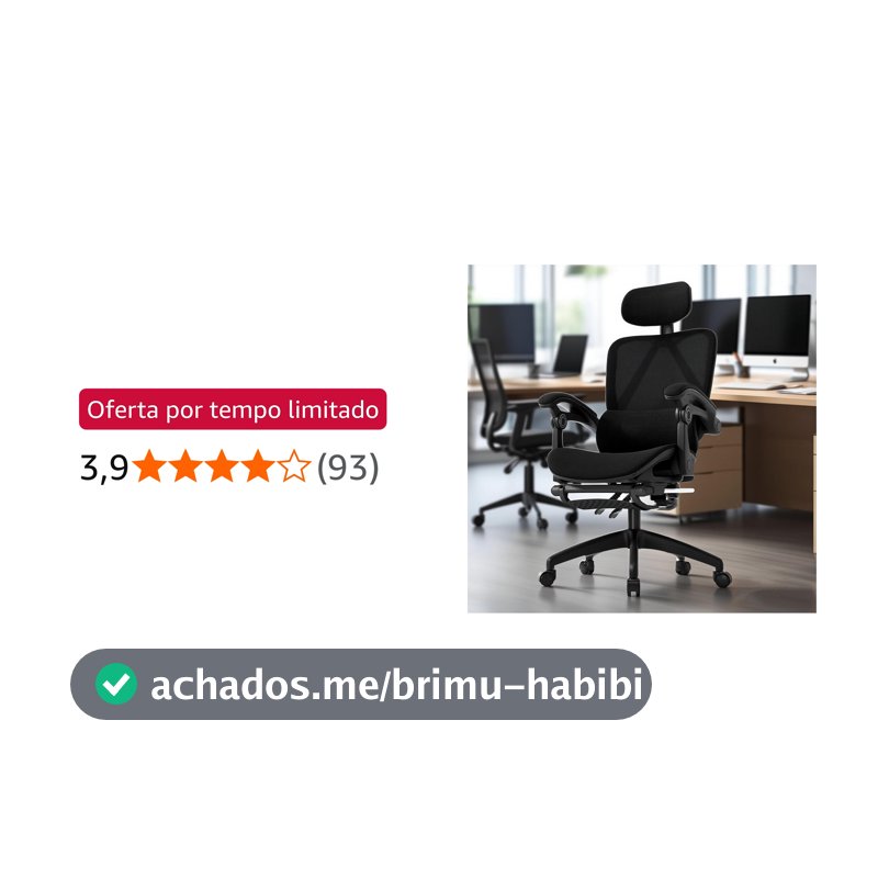 Cadeira de escritório ergonômica NR-17 testada, reclinável até 145° com apoio para os pés, almofada de ar, cabide e apoio de cabeça ajustável – Gamer e home office (Preto)