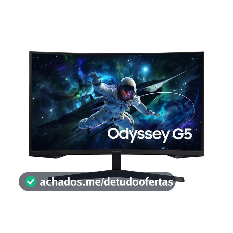 Monitor Gamer Samsung Odyssey G5 32, Resolução QHD, Taxa de atualização de 165Hz & 1ms de tempo de resposta (MPRT), Curvatura com 1000R, HDR 10, AMD FreeSync, Eye Saver Mode & Flicker Free Mode