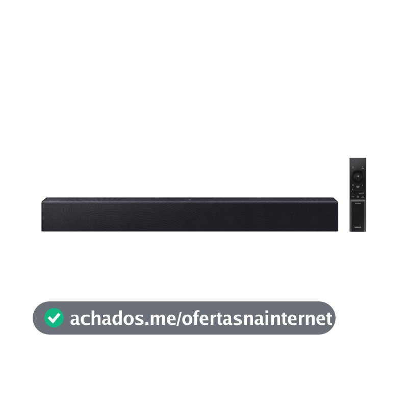 Soundbar Samsung HW-B400F, com 2.0 canais, Bluetooth, Subwoofer integrado e HDMI ARC
