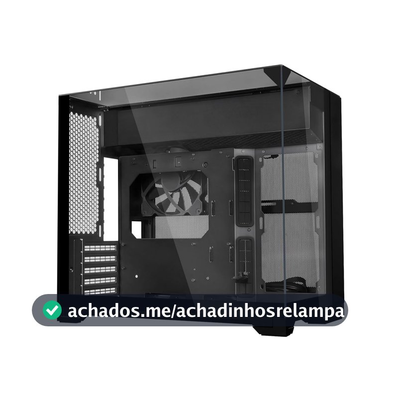 Gabinete Lian Li O11 Vision-M Preto Aquário Micro-ATX com 1 Fan 140 mm Painéis Triplos em Vidro Temperado com Suporte de Placa de Vídeo Integrado USB 3.2 Tipo-C O11VMX BLACK