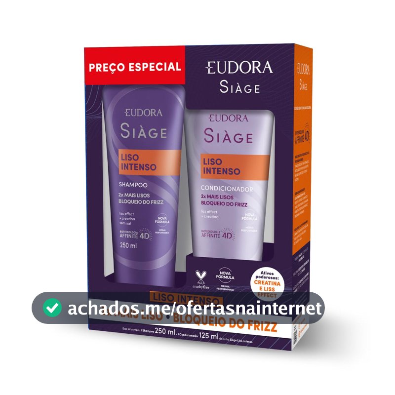 Eudora Siàge Promopack Liso Intenso Shampoo 250ml + Condicionador 125ml