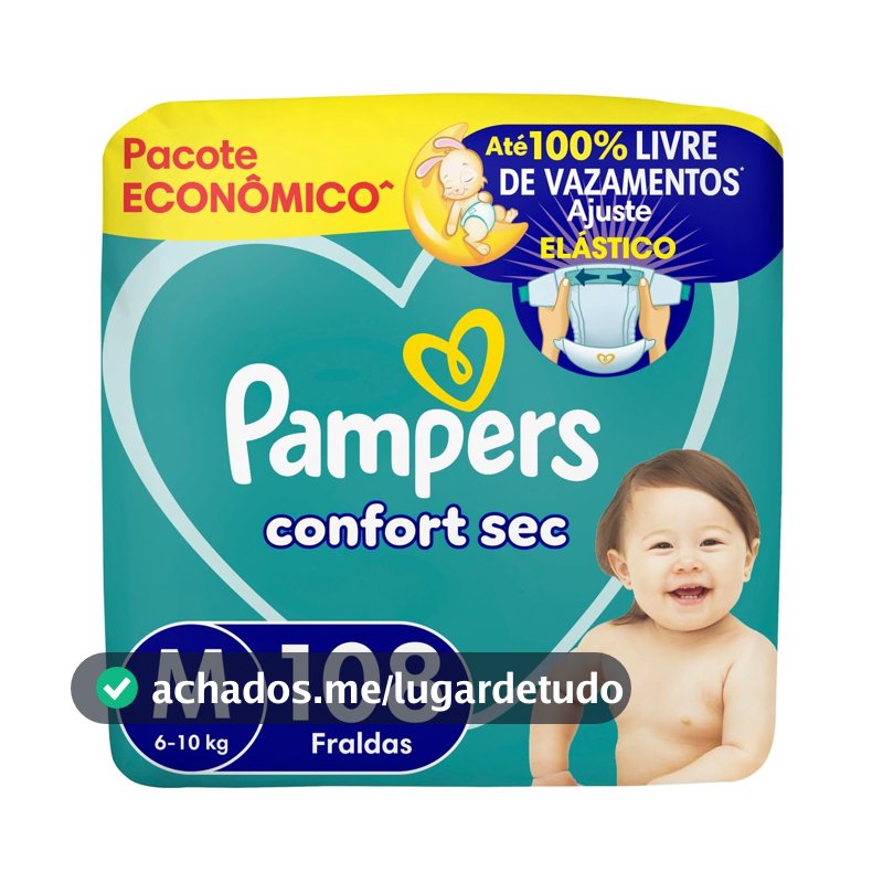 Fralda Pampers Confort Sec Tamanho M, 108 Unidades