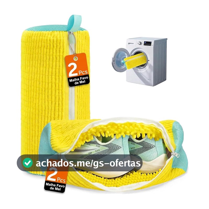 Kit 2 Saco para Lavar Tênis para Calçados (Amarelo)