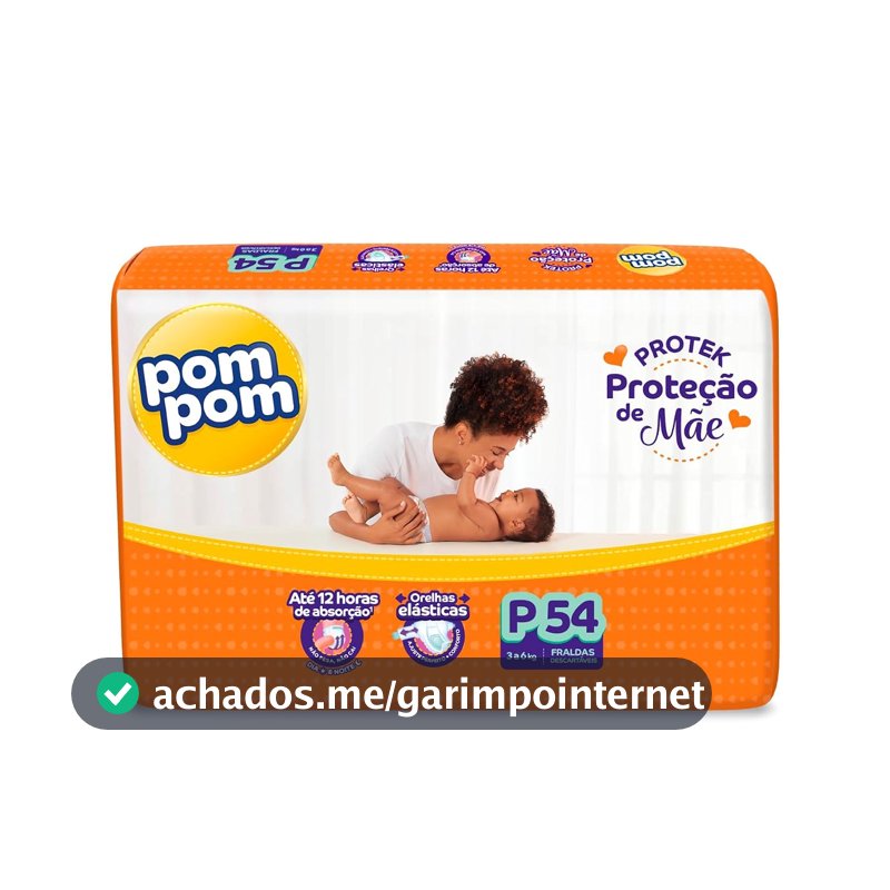 Fralda Pom Pom Protek Proteção de Mãe Mega P 54 Unidades