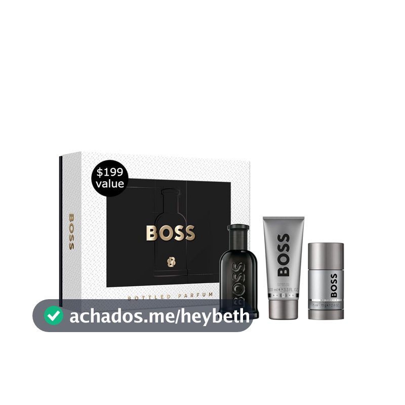 Kit Perfume Masculino Hugo Boss Bottled Parfum, Amadeirado Âmbar, 3 Itens