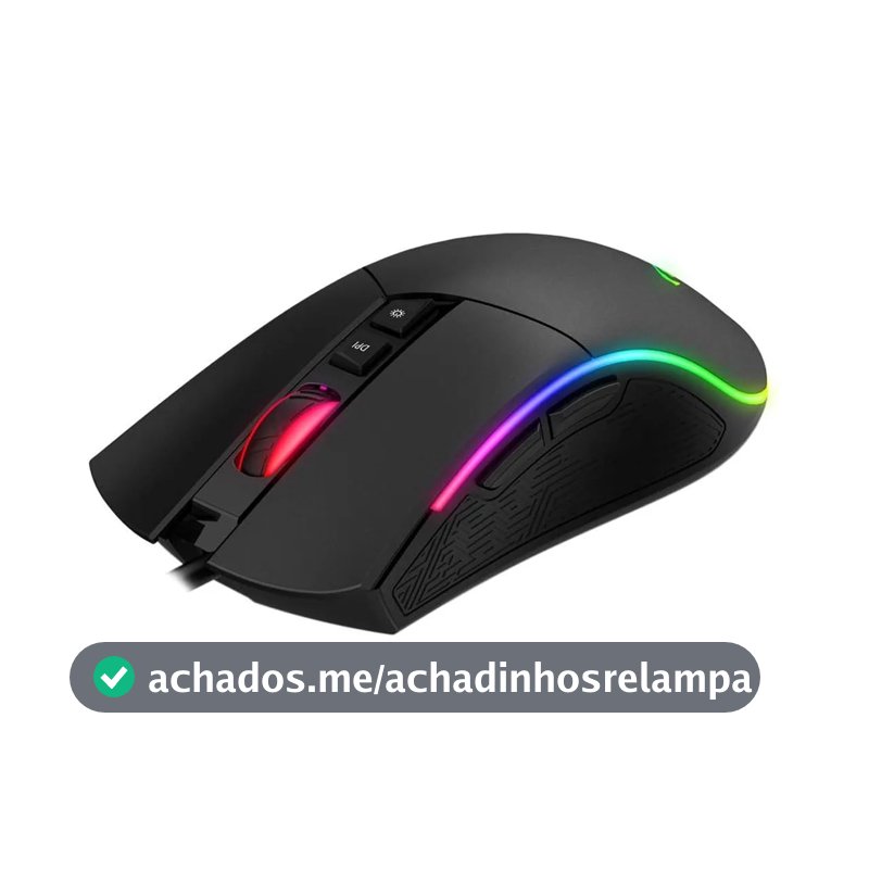 Havit Mouse Gamer MS1001S RGB Programável Macro, 7 Botões, 800-1600-2400-3200-4800-8000 DPI, USB, Design Ergonômico, Antiderrapante