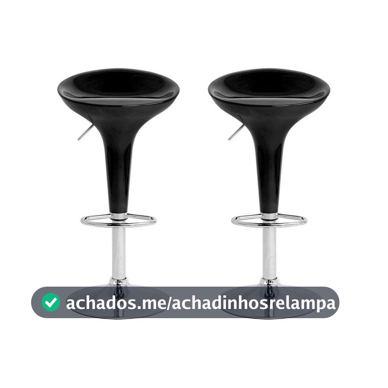 Banqueta Alta Giratória Preto BQT-PR1 2 Peças